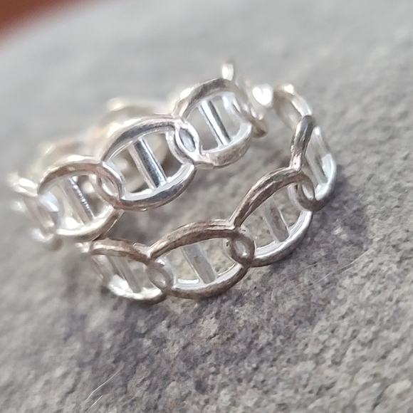 JCM Jewelry - JCM Sterling Silver Linked Circle Band Ring Loop Earrling, Heavy